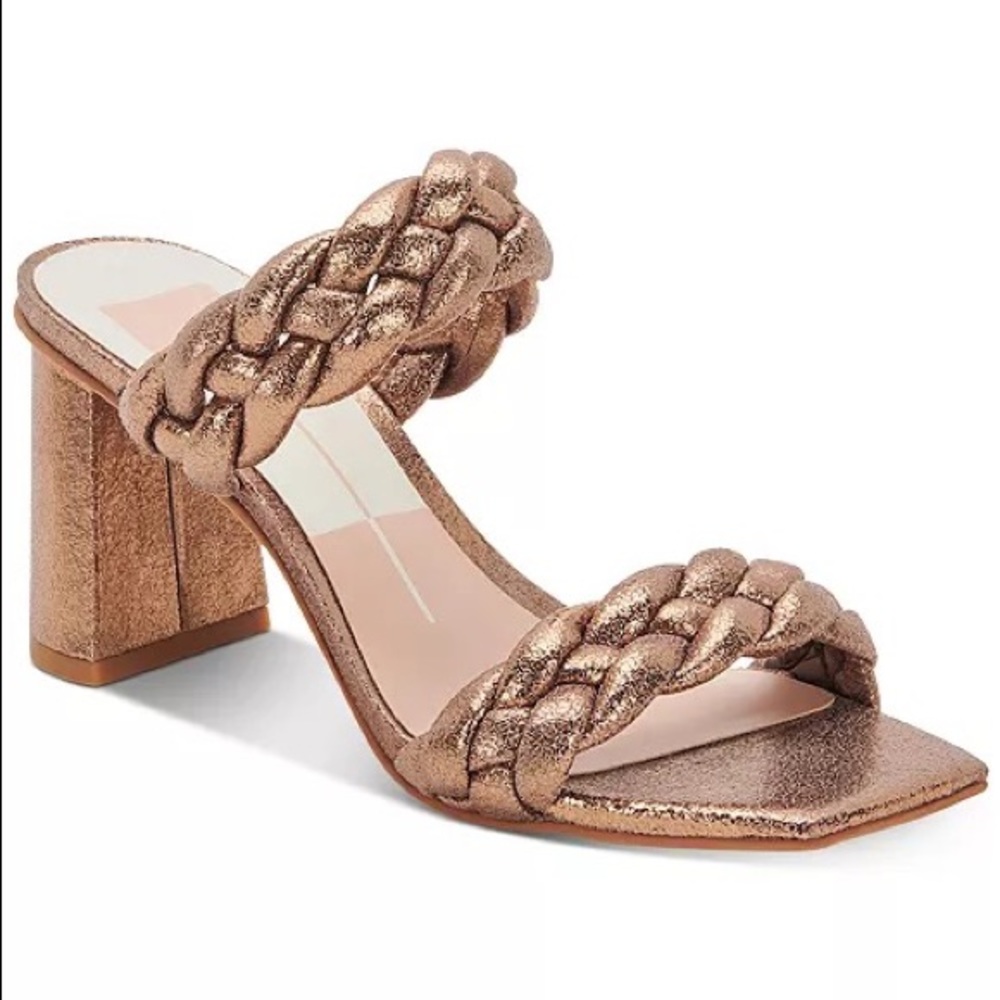 Dolce Vita Paily Braided Two-Band City Sandals in Bronze Metallic